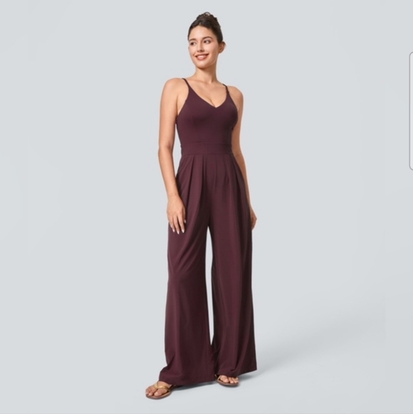 HALARA Pants - Halara Breezeful Backless Wide Leg Quick Dry Resort Slip Jumpsuit Size Large